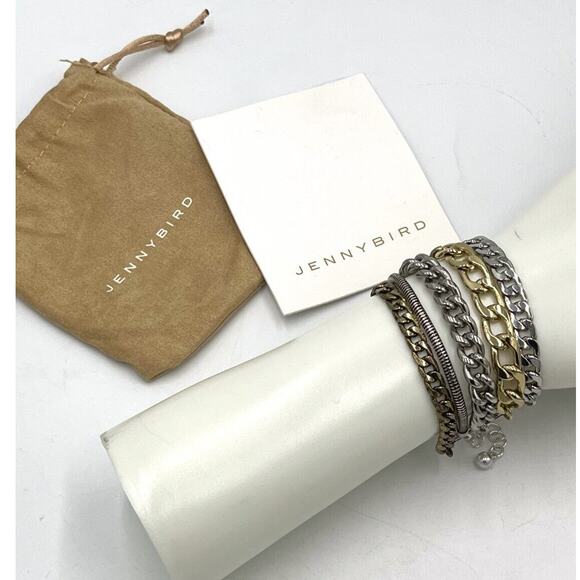 Jenny bird Austin Cuff Multi Strand Mixed Metal Bracelet Stack polish/ antique - Picture 1 of 7